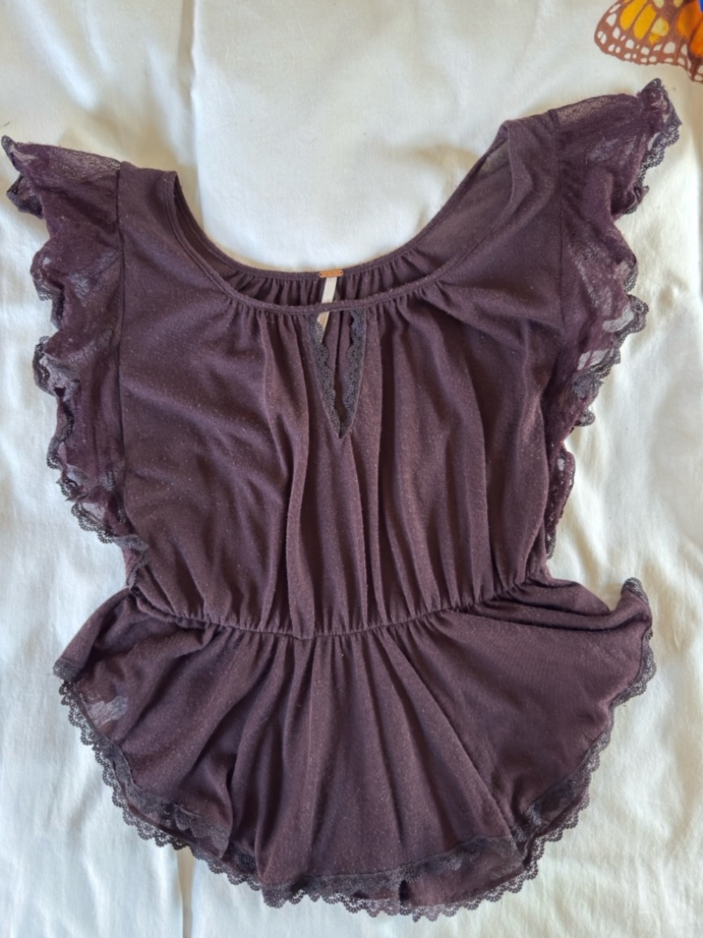 Women’s Plum Lace-Trim Top